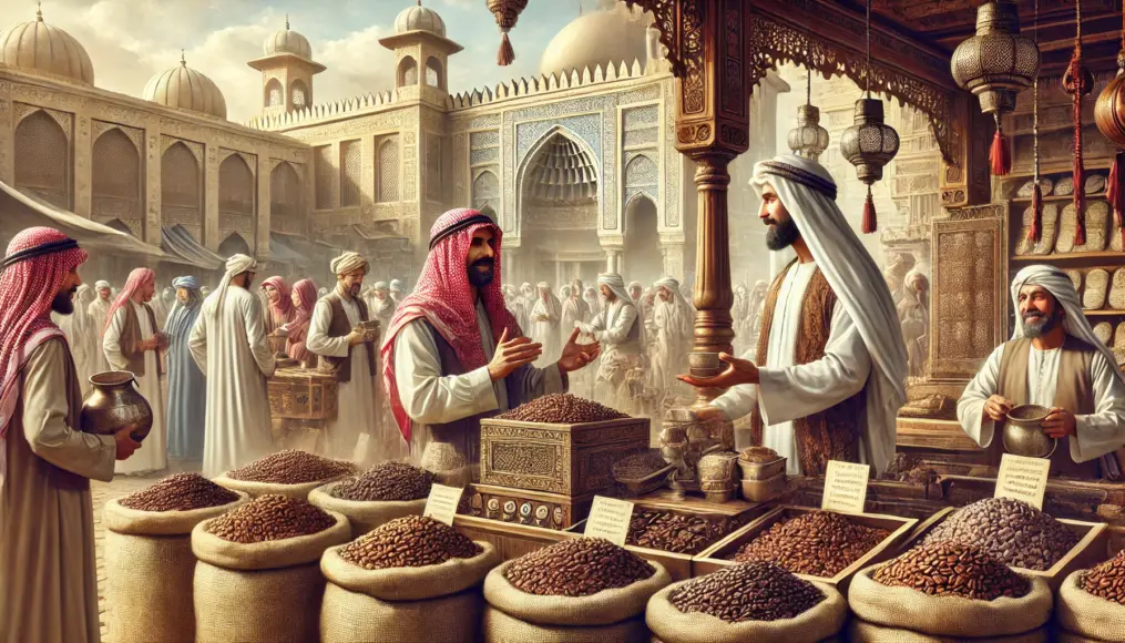 Arabian merchants trading coffee