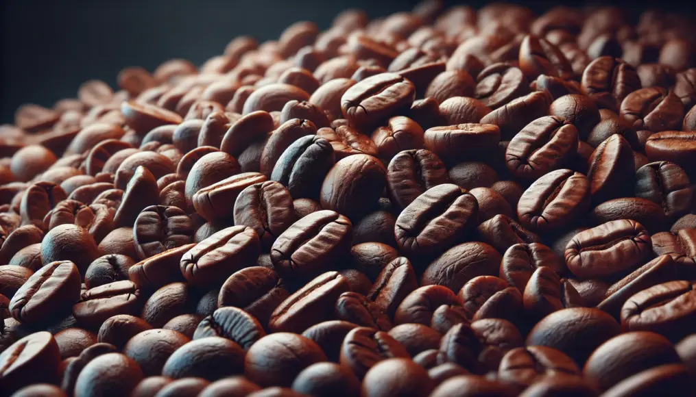 Close-up of Arabica coffee beans, showcasing their distinctive shape and color