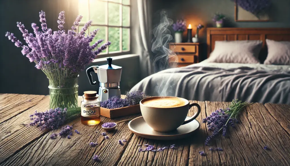 A relaxing space with lavender aroma and decaf coffee