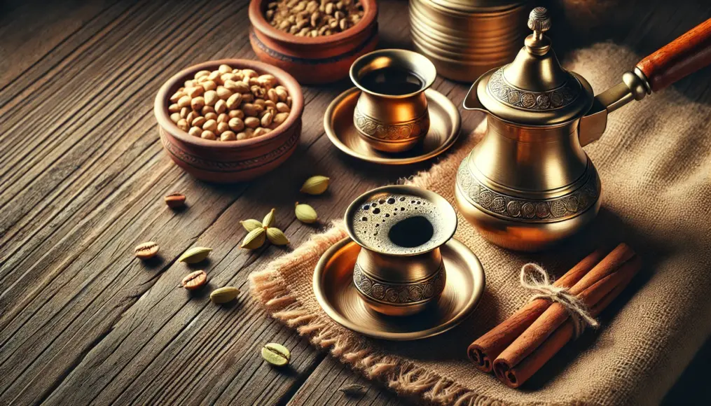 Bedouin-style coffee with traditional cups