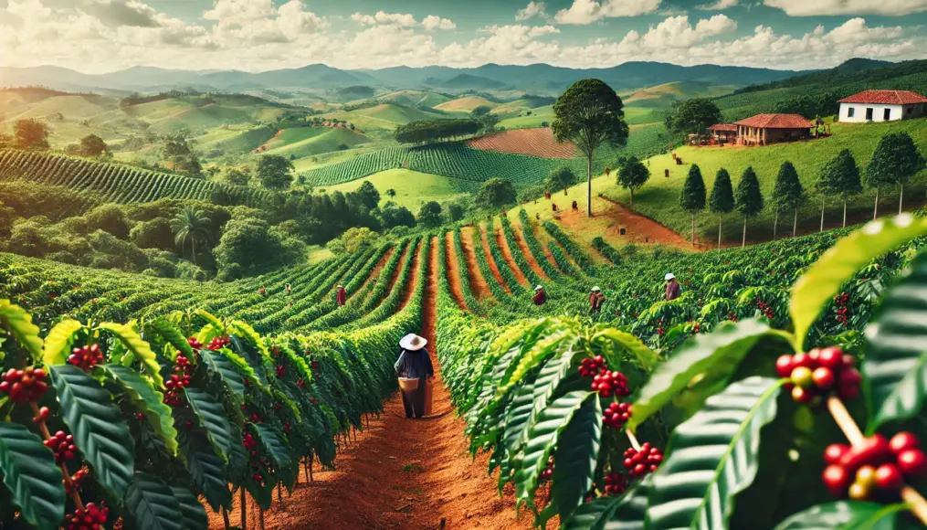 Low-altitude Brazilian coffee plantation after harvest