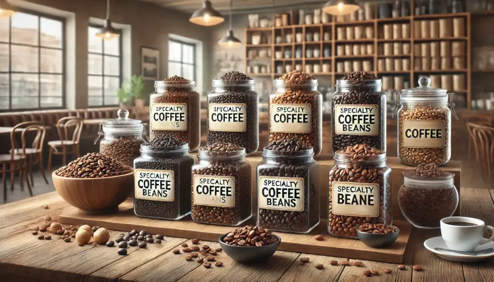 Various types of specialty coffee beans