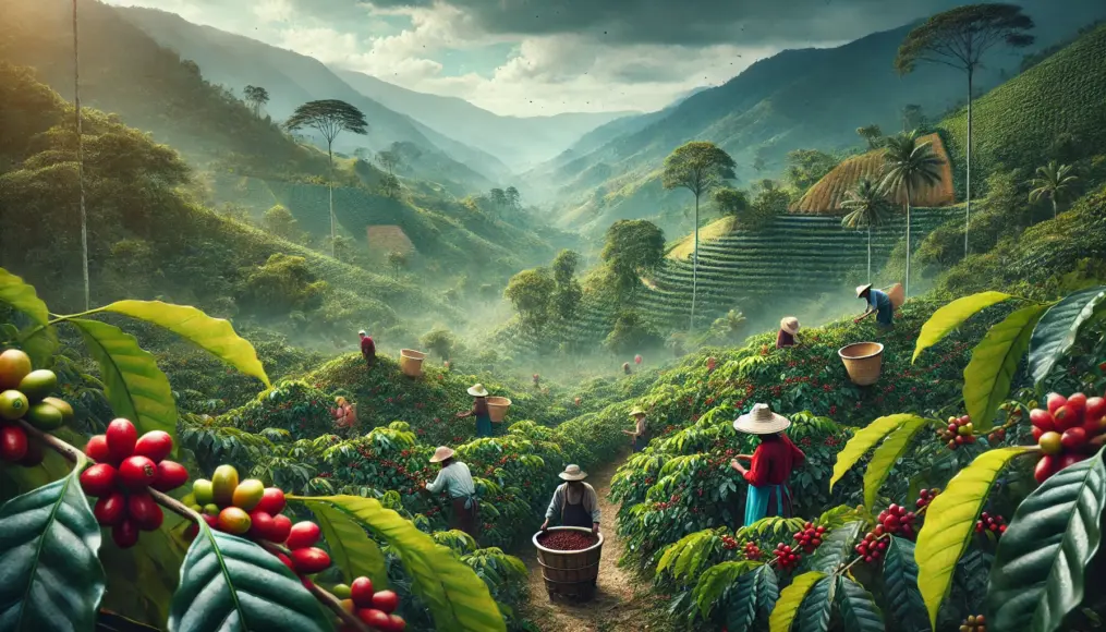 Freshly harvested Arabica beans in Colombia, showcasing local farming practices