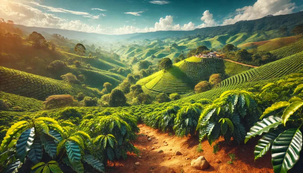 A panoramic view of Colombian coffee farms