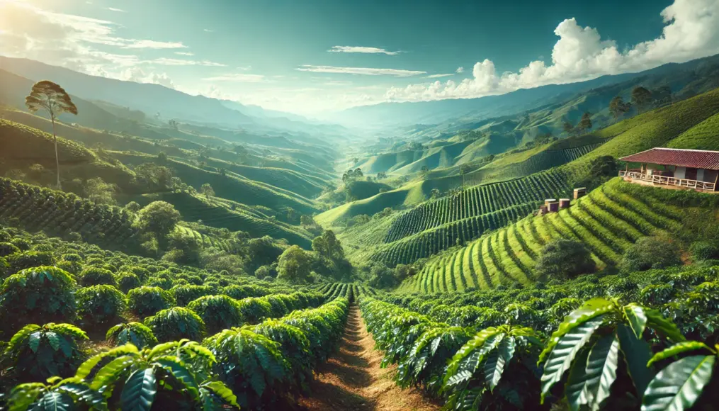 Coffee farms cultivated at high altitudes in Colombia