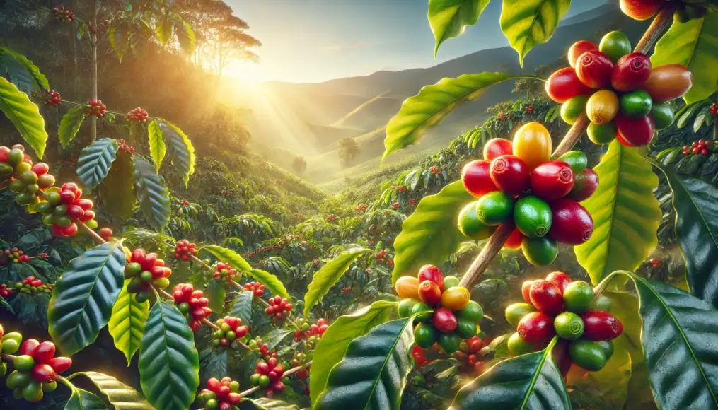 Coffee cherries of the Caturra and Castillo varieties