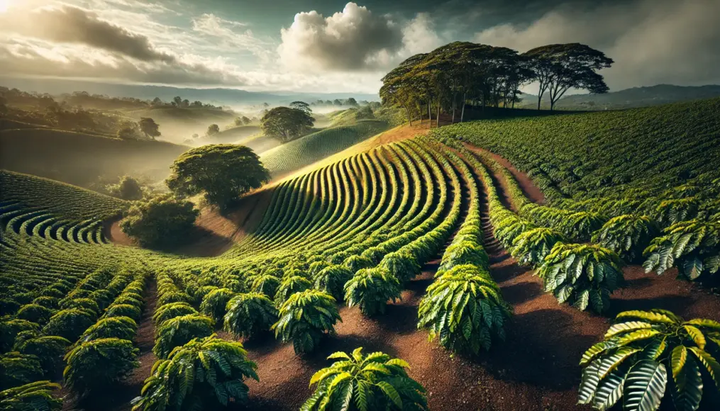 Costa Rican coffee farms with volcanic soil