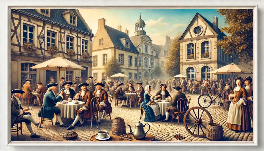 A scene depicting the beginning of European café culture