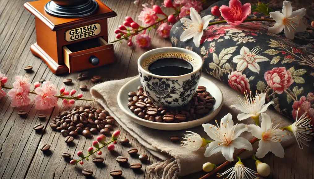 A cup of Geisha coffee, exuding a floral and fragrant aroma