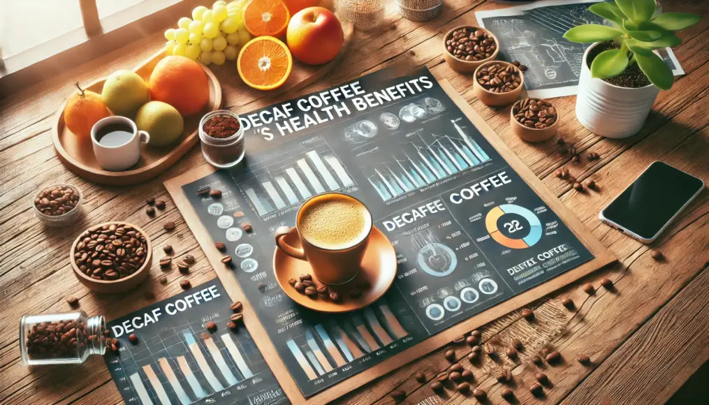 Photo showcasing data on decaf coffee's health benefits