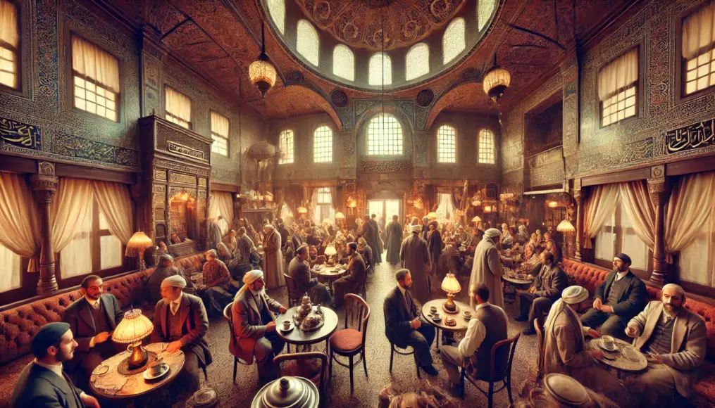 A lively coffeehouse scene in Istanbul