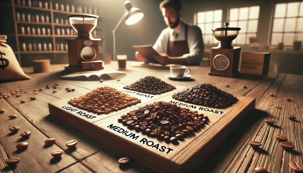 Comparison of light, medium, and dark roasted coffee beans