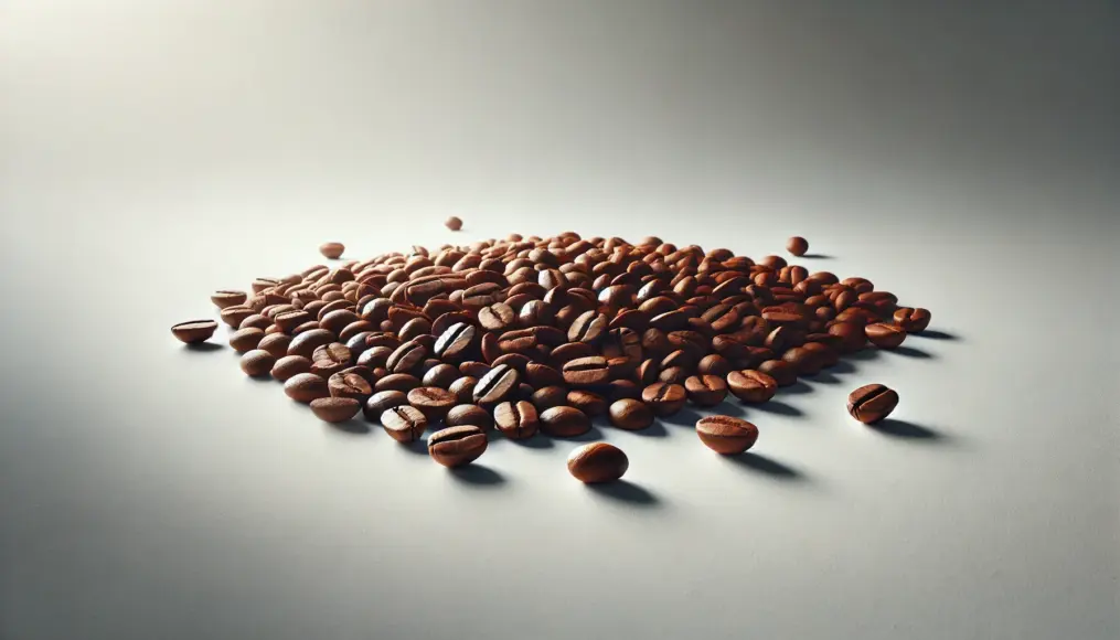 Photo of neatly aligned medium-roast coffee beans