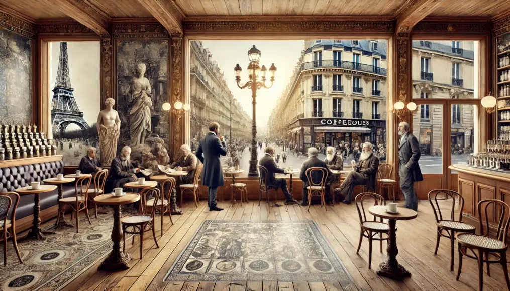 A photo illustrating cultural exchanges in Parisian coffeehouses