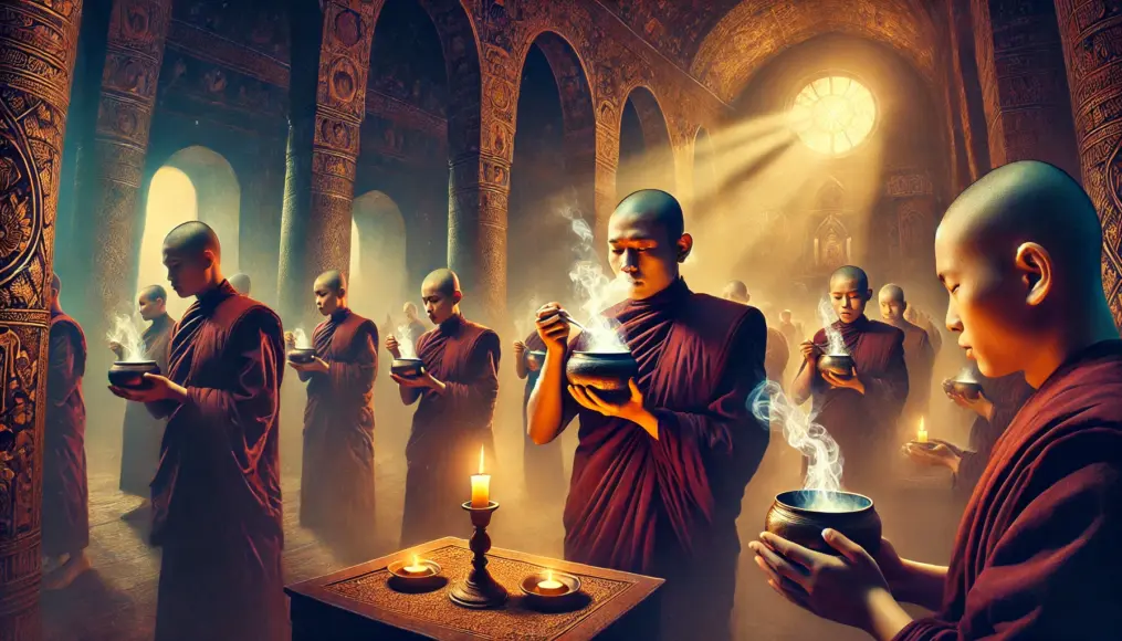 Monks using coffee during religious rituals