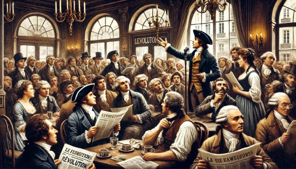 A revolutionary giving a speech in a café