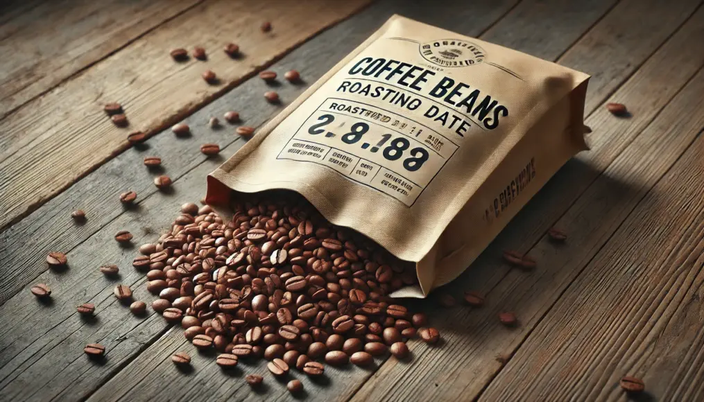 Coffee bean package showing roast date