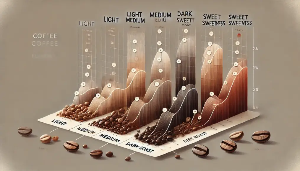 Graph Comparing Flavor Profiles by Roast Level