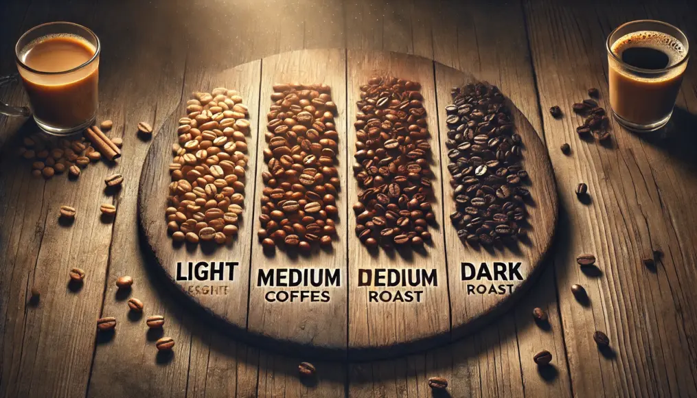 Comparison image of coffee beans by roast level