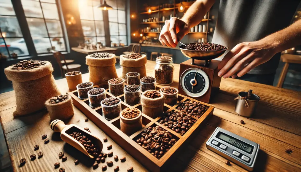 Hand selecting coffee beans