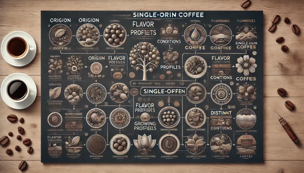 A chart showing the characteristics of single-origin coffee