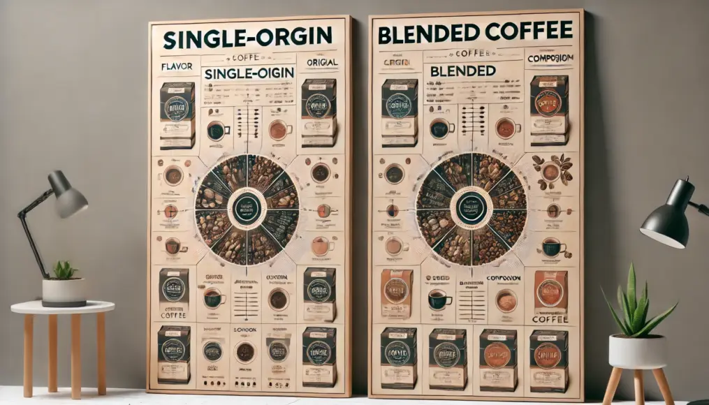 Comparison chart of single-origin vs. blends