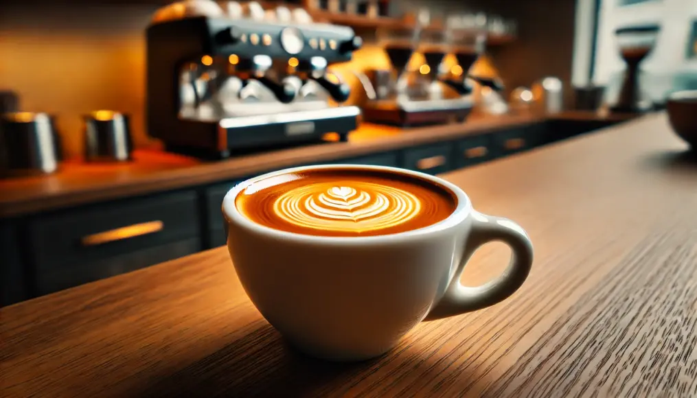 A specialty espresso with a golden crema and complex aroma, served in a fine porcelain cup.