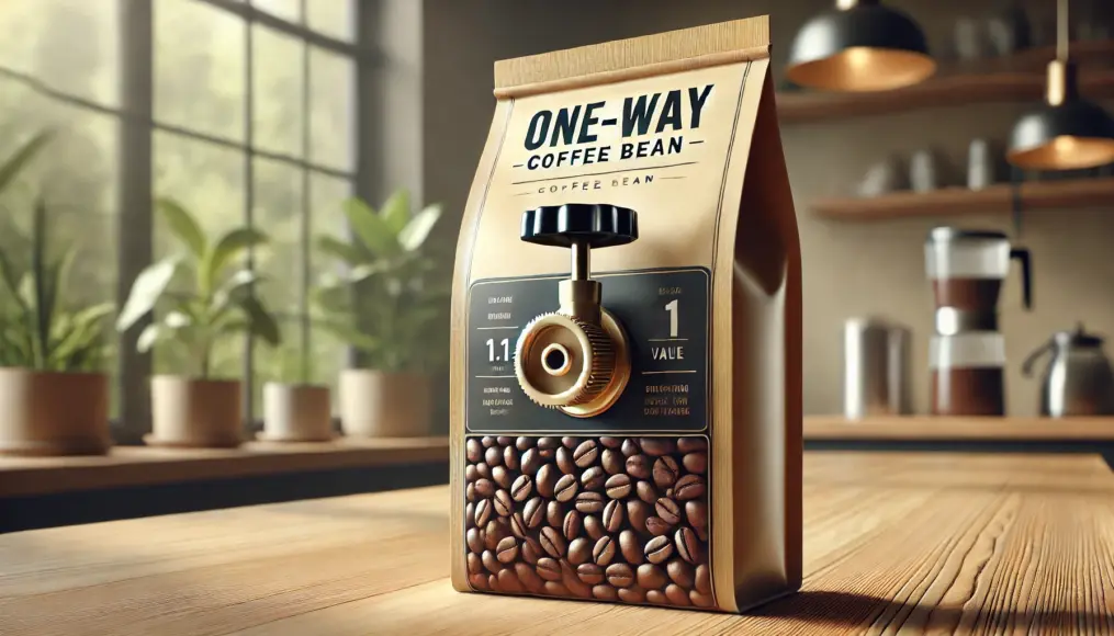 Coffee bean package with a one-way valve