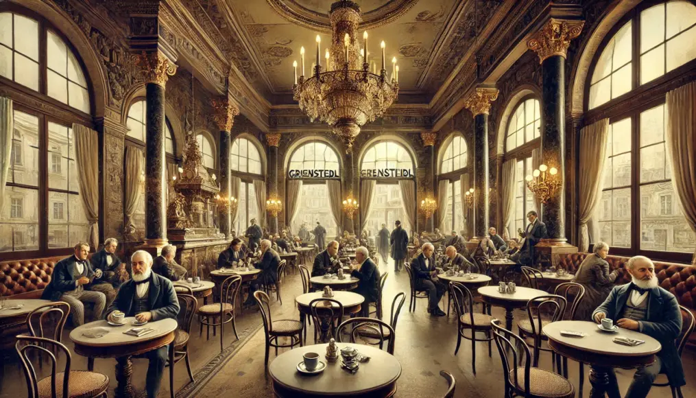 The interior of 19th-century Café Griensteidl in Vienna