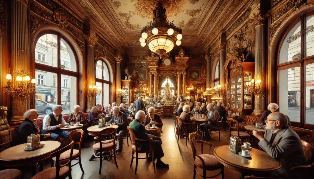 The interior of a historic Viennese café